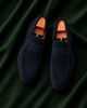 The Amalfi — Navy Suede Italian Leather Penny Loafers for Men