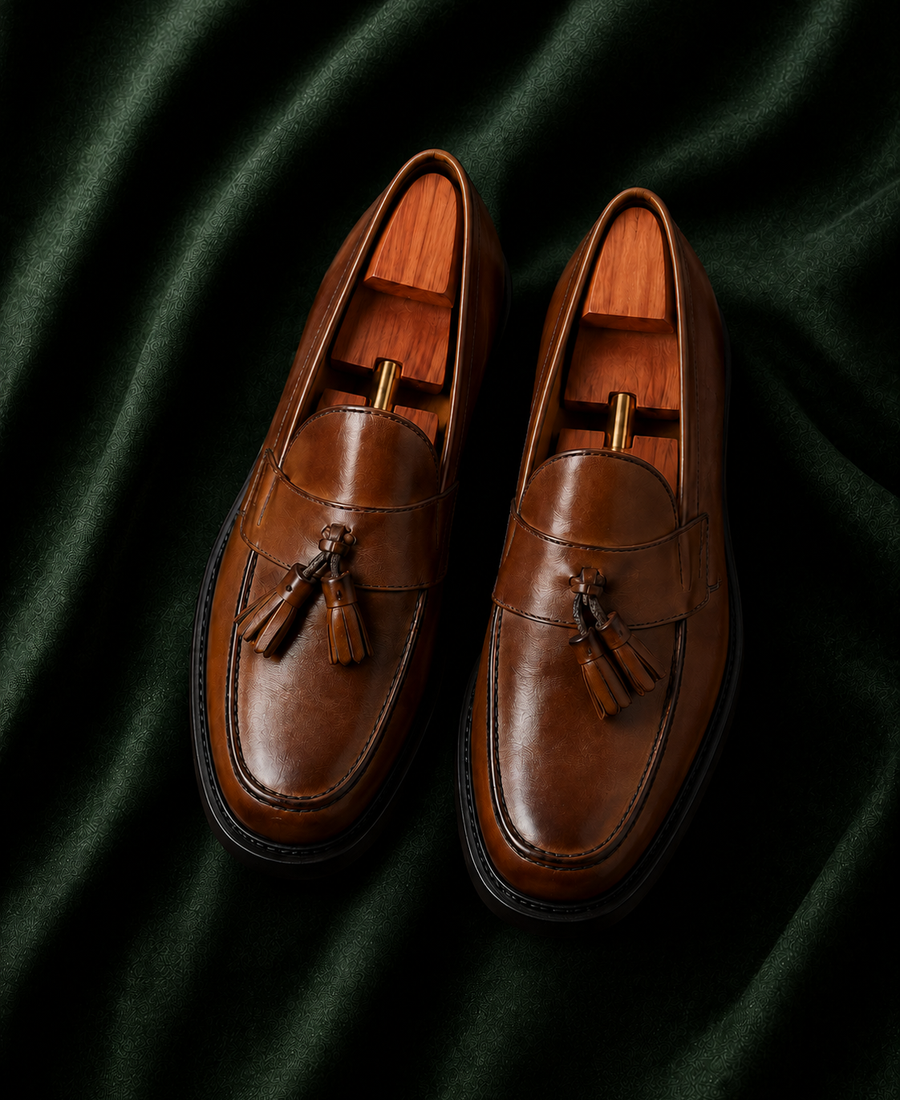 Don Emilio — Brown Tassel Italian Leather Loafers for Men