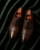 The Donatello — Brown Textured Italian Leather Cap-Toe Oxford Dress Shoes for Men