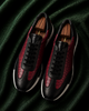 The Barolo — Black & Oxblood Snake-Textured Italian Leather Luxury Sneakers for Men
